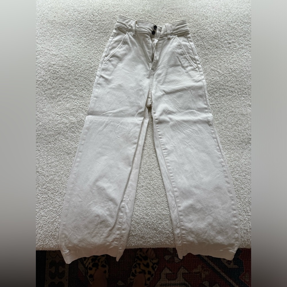 Everlane Straight Wide Leg in Bone, Size 0